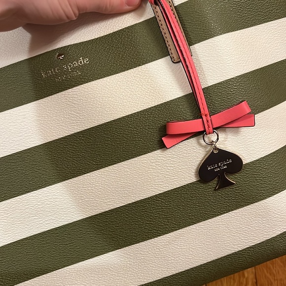 Kate Spade green and white stripe shoulder bag - Picture 2 of 4